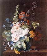 HUYSUM, Jan van Hollyhocks and Other Flowers in a Vase sf Germany oil painting artist